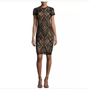 Taylor Lace Short-Sleeve Sheath Dress Black 10